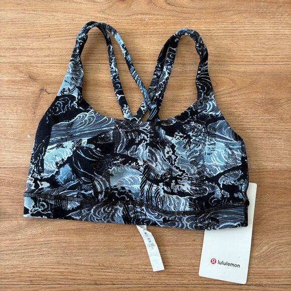 Lululemon Athletic Energy Racerback Sports Bra Starlight Black NWT Size 4 - Picture 1 of 5